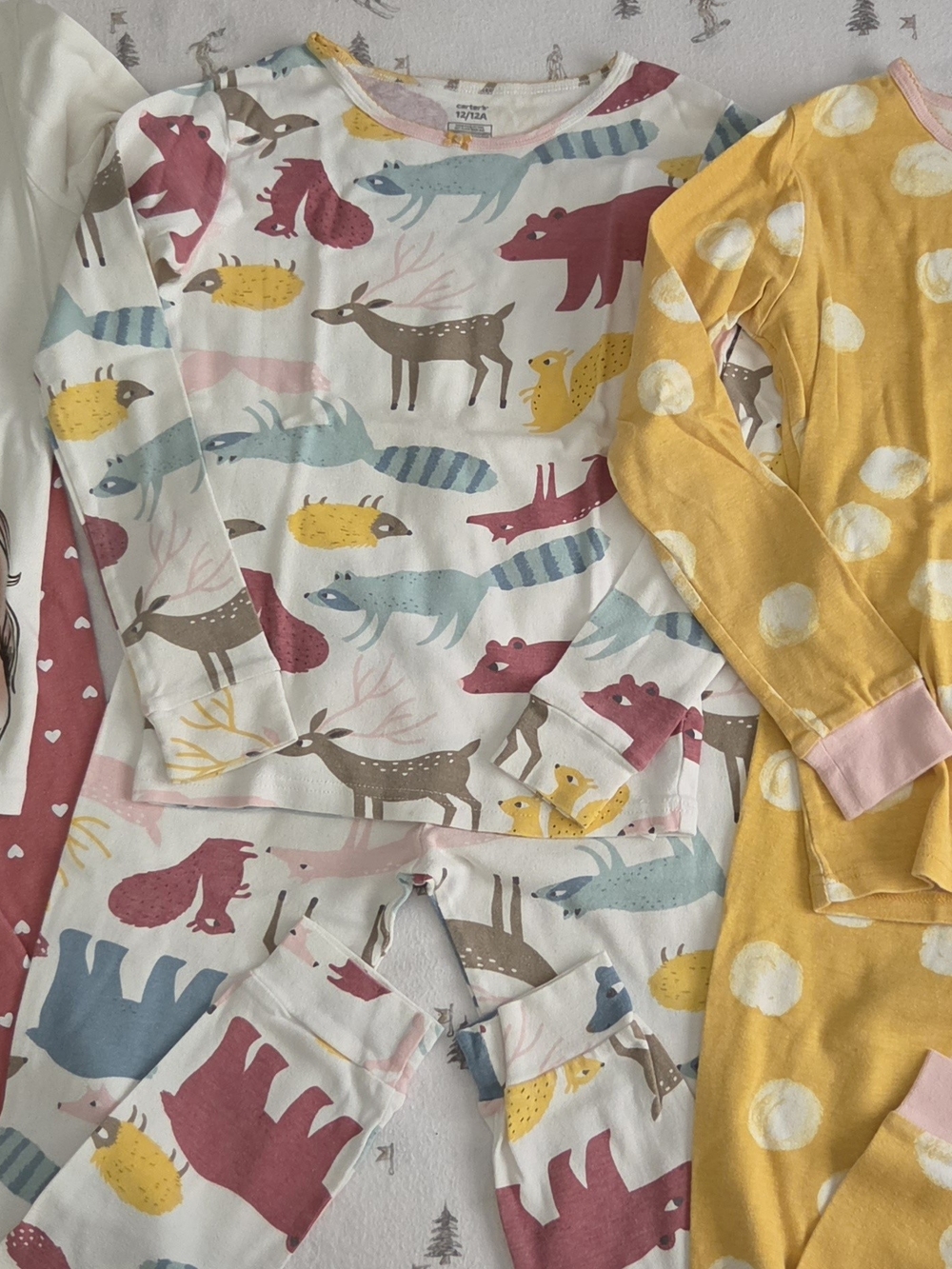 Carter's Woodland Animal Cotton Pajama Set - White, Yellow, Blue, Pink, Brown